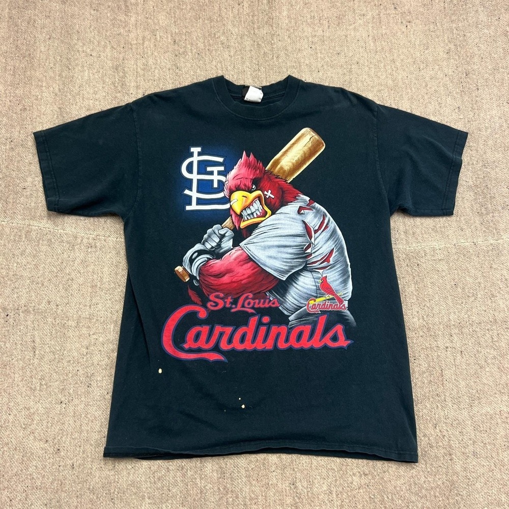 Vintage St Louis Cardinals Shirt Mens Large Black 2000s Y2K Liquid Blue